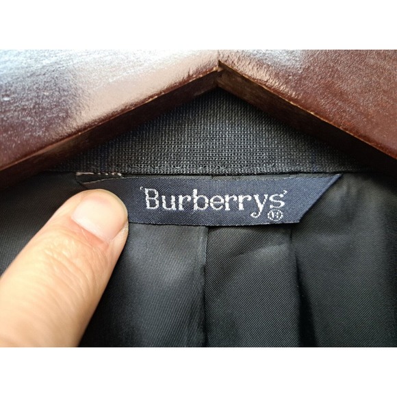 Vintage Burberry Men's Wool Sport Coat Blazer Charcoal Gray Windowpane Size 42S - Picture 2 of 9